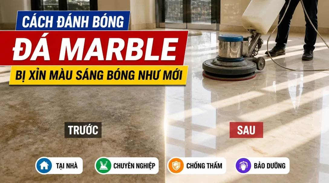 Cách đánh bóng đá marble bị xỉn màu sáng bóng như mới đơn giản tại nhà