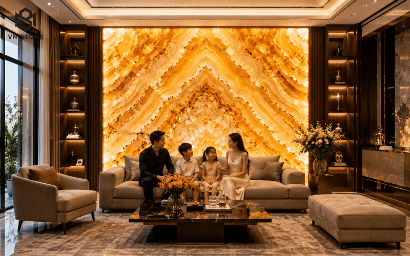 Tranh Đá Xuyên Sáng Honey Onyx