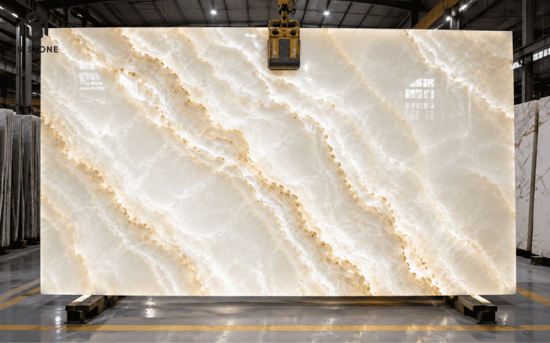 Phiến Tranh Đá Xuyên Sáng White Onyx nhập khẩu khổ lớn