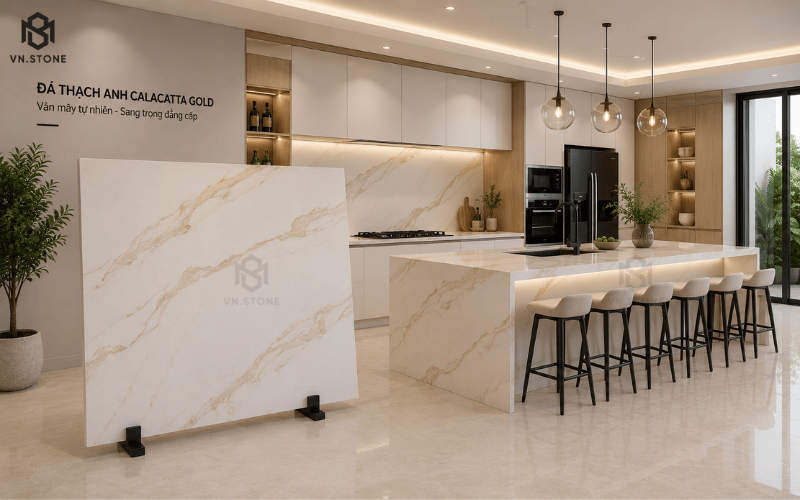 Đá nung kết làm bàn bếp Nero Marquina