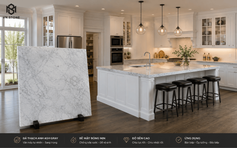 Đá Marble làm bàn bếp Carrara