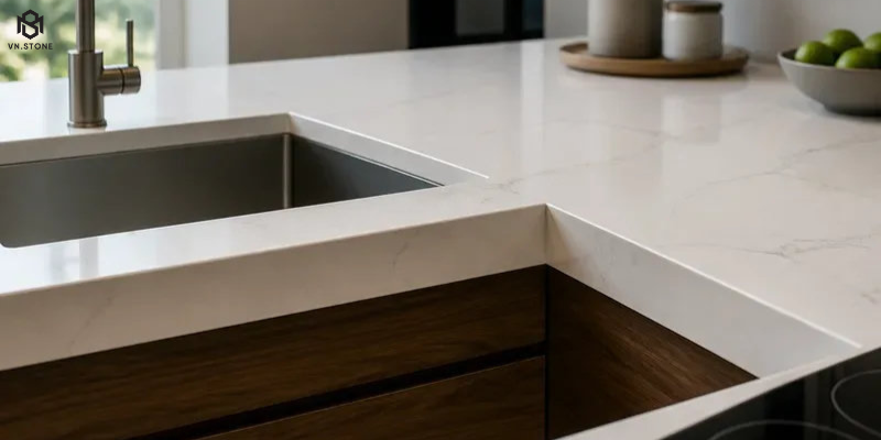Đá bàn bếp chữ L cho bếp hiện đại: Cách chọn đá và bố trí chuẩn 4 - Tổng Kho Đá da ban bep chu l cho bep hien dai 1 - Tổng Kho Đá