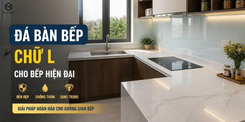 Đá bàn bếp chữ L cho bếp hiện đại: Cách chọn đá và bố trí chuẩn