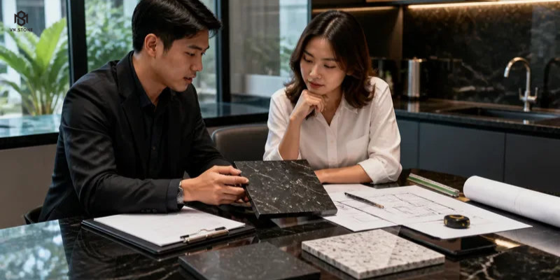 da ban bep mau den nham 1 - Tổng Kho Đá