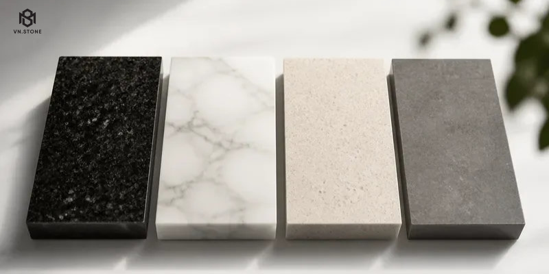 Đá cầu thang nhà ống: chọn màu, kích thước, giá và cách thi công 2 - Tổng Kho Đá Mặt bậc đá granite ghi sáng phối cổ bậc trắng kem cho cầu thang nhà phố hẹp