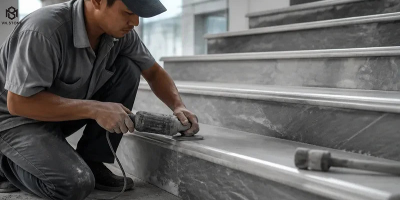 Thiết kế cầu thang đẹp: 8 kiểu dáng, kích thước chuẩn và cách chọn đá ốp 2 - Tổng Kho Đá Bản vẽ kích thước bậc cầu thang chuẩn gồm chiều cao cổ bậc và chiều rộng mặt bậc