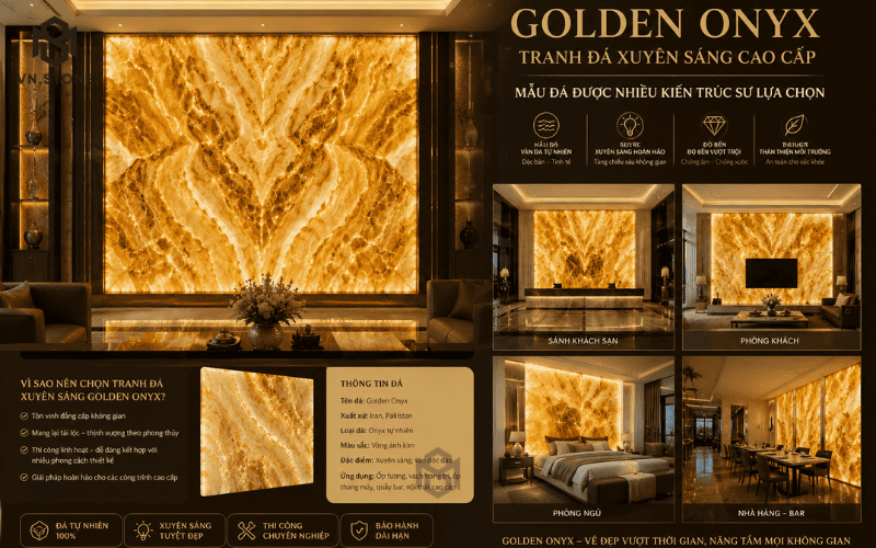 Tranh Đá Xuyên Sáng Golden Onyx