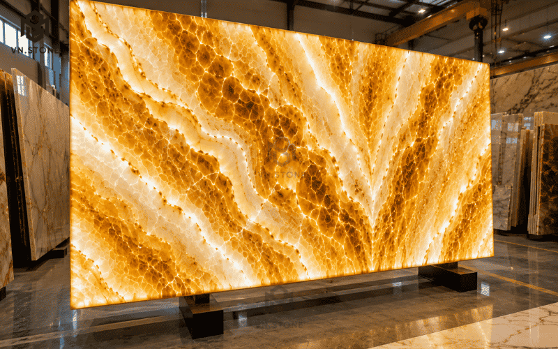 Tranh Đá Xuyên Sáng Golden Onyx 9 - Tổng Kho Đá Tranh Đá Xuyên Sáng Golden Onyx khổ lớn