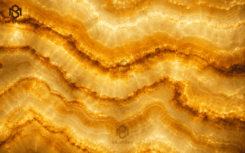 Tranh Đá Xuyên Sáng Golden Onyx 10 - Tổng Kho Đá Cận cảnh vân đá Golden Onyx