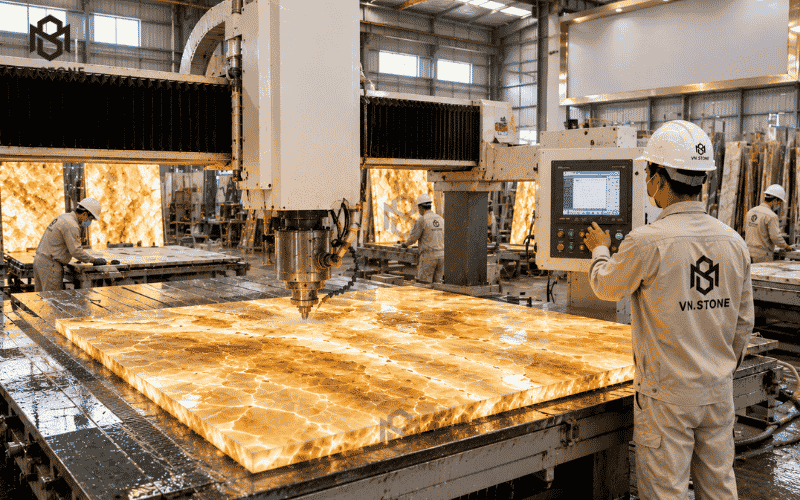 Tranh Đá Xuyên Sáng Golden Onyx 13 - Tổng Kho Đá Gia công Tranh Đá Xuyên Sáng Golden Onyx